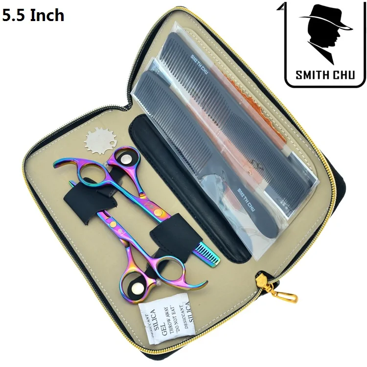 Smith Chu 5," Профессиональные Парикмахерские ножницы для стрижки волос Парикмахерские филировочные ножницы Smith Chu машинка для стрижки волос LZS0022 - Цвет: LZS0057 55 with bag