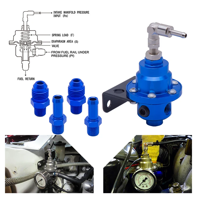 Universal gasolina regulador de presión an6 ajustable 2,75 hasta 5 bar con manómetro 