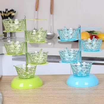 

Transparent Rotating Spice Box Multi-layer Condiment Storage Container with Spoon Seasoning Bottle Household Kitchen Accessories