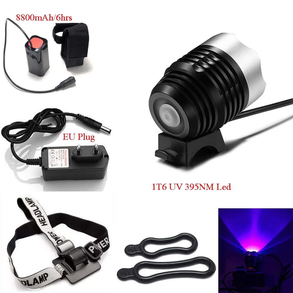 Faro de bicicleta UV 395nm, luz púrpura T6, Led para montar en bicicleta, 8,4 V CC, recargable, ultravioleta|Luz de bicicleta| - AliExpress