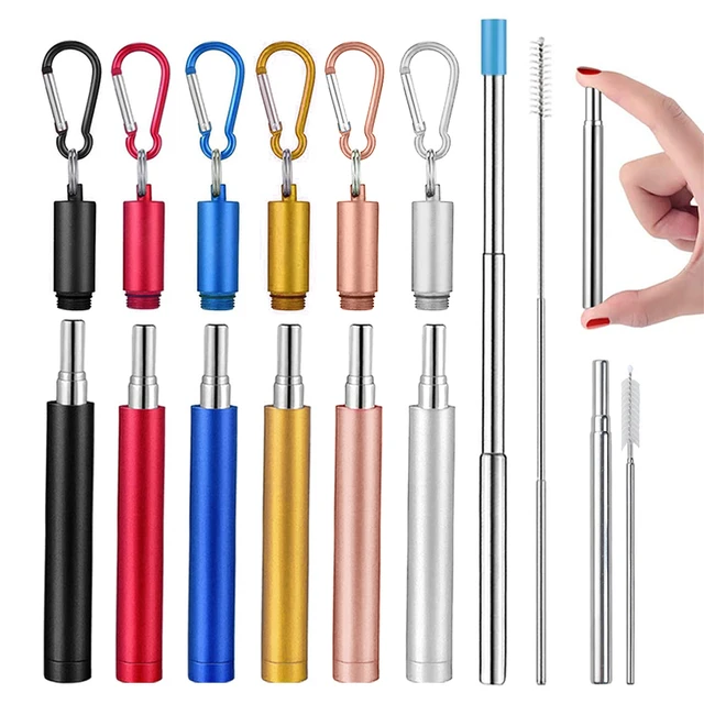 Collapsible Reusable Straws Stainless Steel - Folding Drinking Straws with  Case