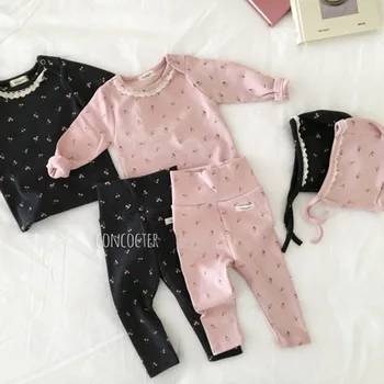 

Newborn Baby Boy Clothes Girls Outfits Infant Cotton Clothing Toddle Long Sleeve Cherry Print Boy T-shirt Pants Hat Pajamas 0-2T