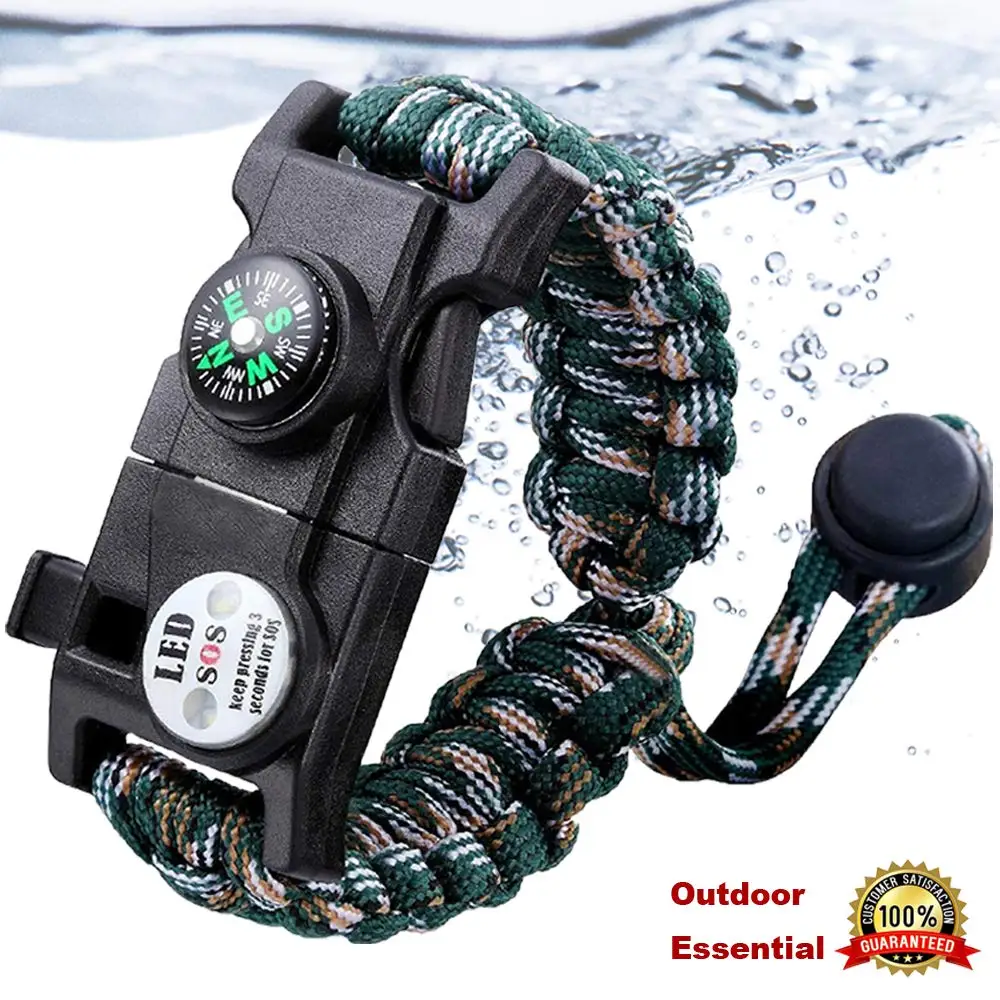 Survival Bracelet Paracord With SOS Lamp Compass Whistle Knife Outdoor for Men Women Camping Tourism SOS Emergency Kit (11)