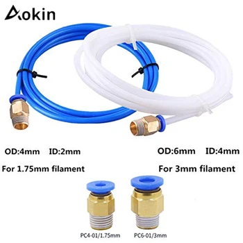 

1M PTFE Tube Pipe Connectors 3D Printers Parts J-Head Hotend For V5 V6 1.75mm 3.0mm Filament Tubes + 2PC4-01/PC6-01
