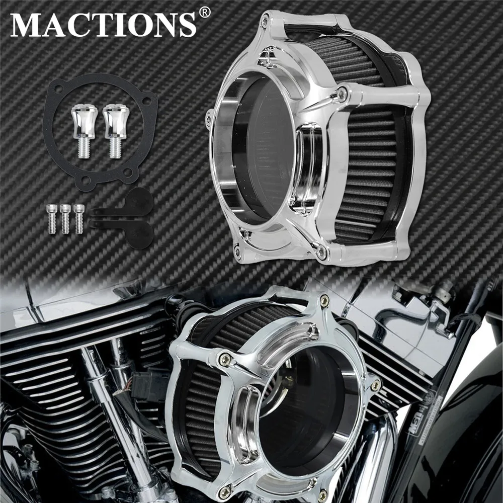 Motorcycle Chrome Housing Air Cleaner Intake Grey Filter For Harley Sportster XL Touring Street Glide FLHR Softail Dyna FLSTNSE