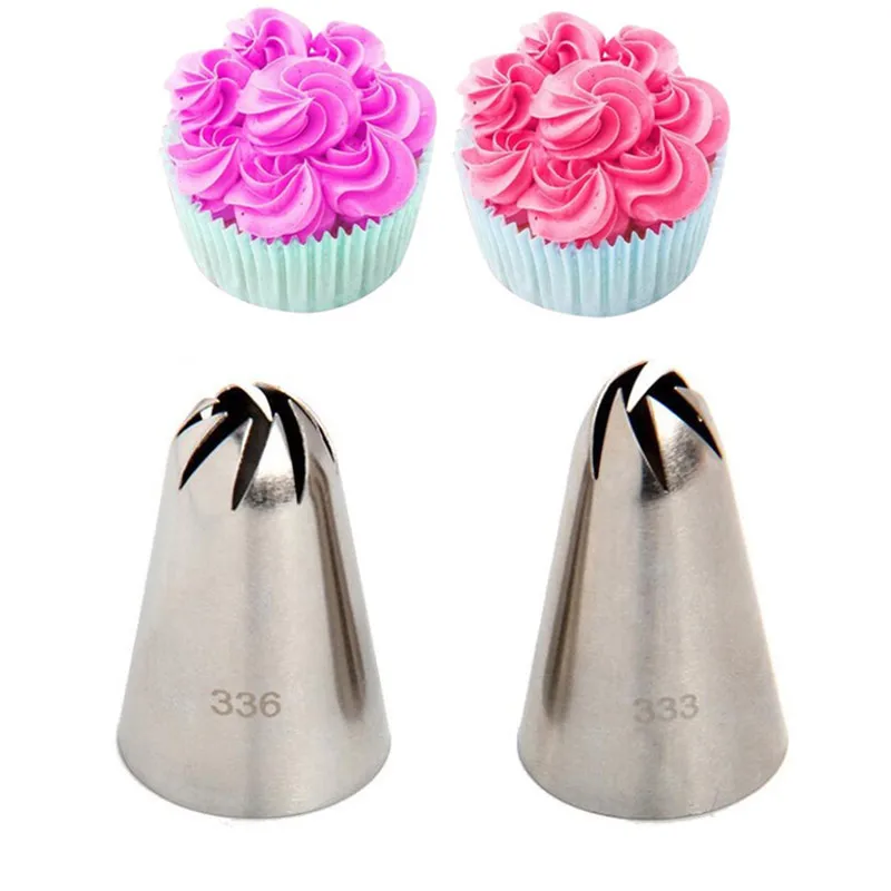 2pcs/set Piping Nozzles Large Size Decor Cream Flower Drop Rose Icing Tips Cake Fondant Baking Tool Cupcake Decoration #336 #333