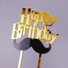 Ins С Днем Рождения акриловый торт Топпер Усы очки кекс Топпер для мальчиков день рождения торта украшения детский душ