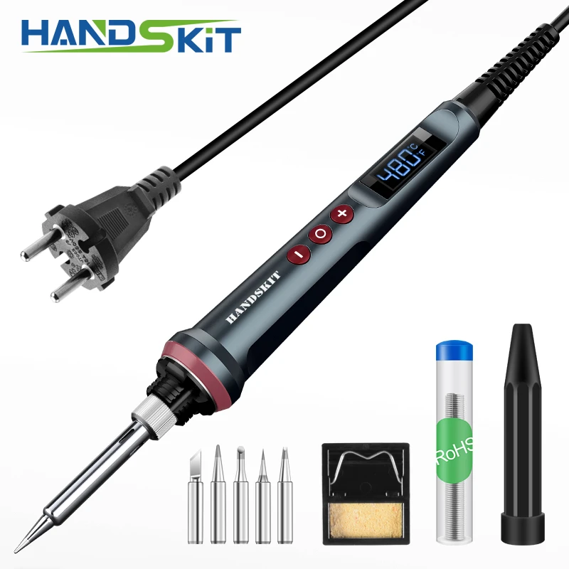 Handskit Electric Soldering Iron 110V 220V 90W Adjsutable Temperature With 5 soldering Iron Tips Welding Tools cheap stick welder