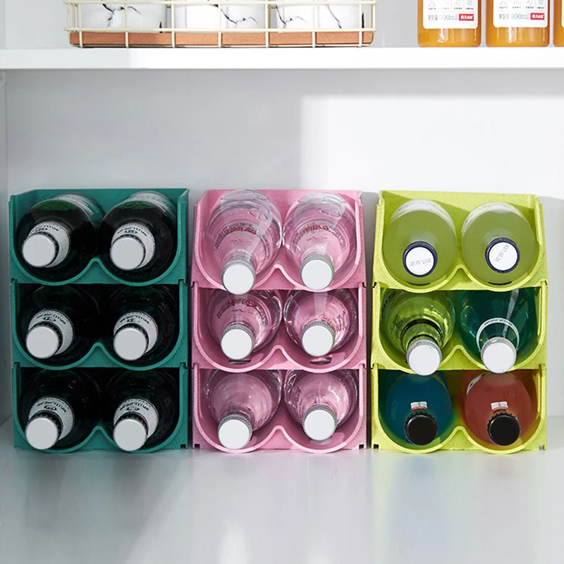 

1 Unit Beverage Cans Storage Fixed Shelf Refrigerator Space Saving Organizer Beverage Bottle Holder Stackable Box Red Wine Rack