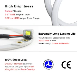 Image 3 - Car styling Dual color White Yellow 2 x（131MM+146MM） LED Halo Rings Cotton Light For BMW E46 E90 E91 LED SMD Angel Eyes Lamps