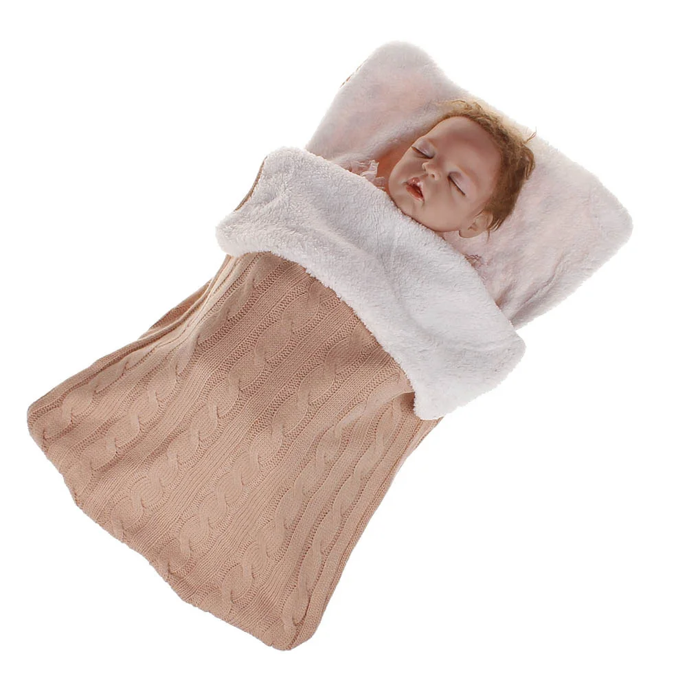 

Baby Winter Warm Sleeping Bags Infant thickening plus velvet Knit Swaddle Wrap Swaddling Stroller Wrap Blanket Sleeping Bags J11