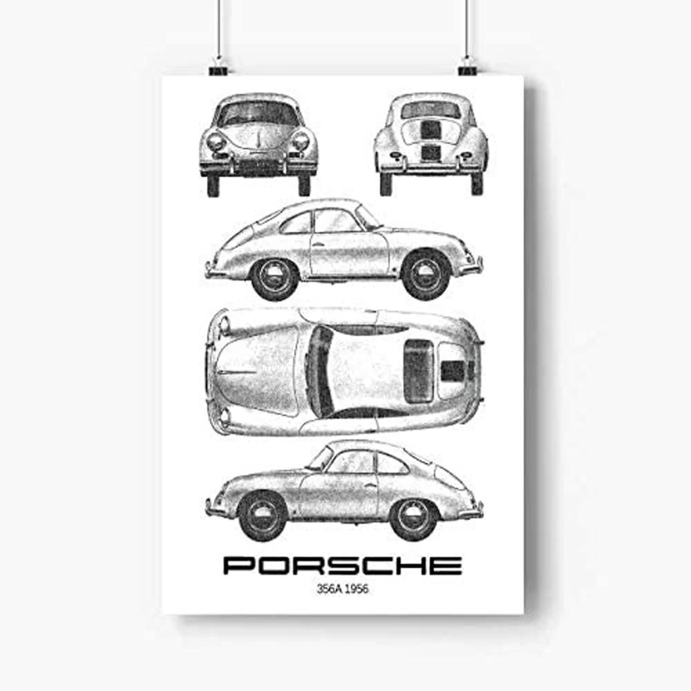 

356a 1956 Classic Racing Sports Car Cuadros HD Decorative Posters Wall Art Pictures Canvas Paintings Bedroom Home Decor