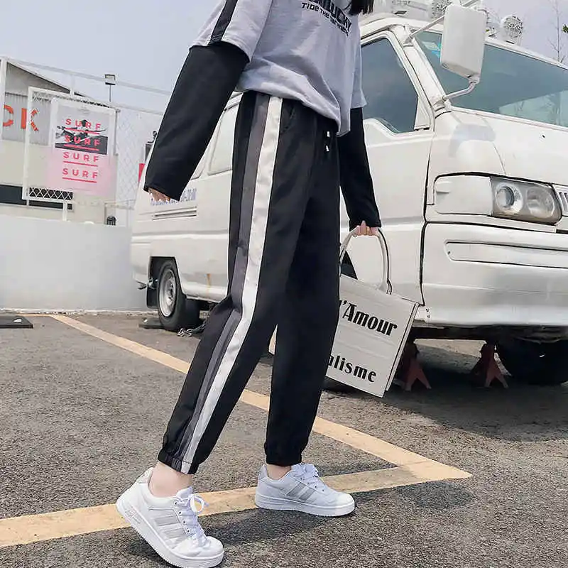 Осенние женские брюки японские каваи Harajuku Ulzzang свободные девять точек
