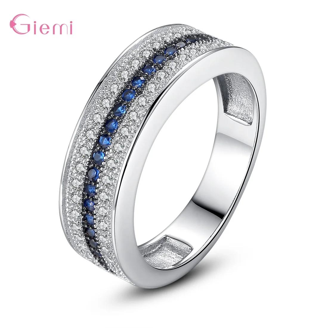 

Eternity Fashion Ring 925 Silver 3 Rows Micro Pave AAA Zircon CZ Engagement Wedding Band Rings For Women Jewelry