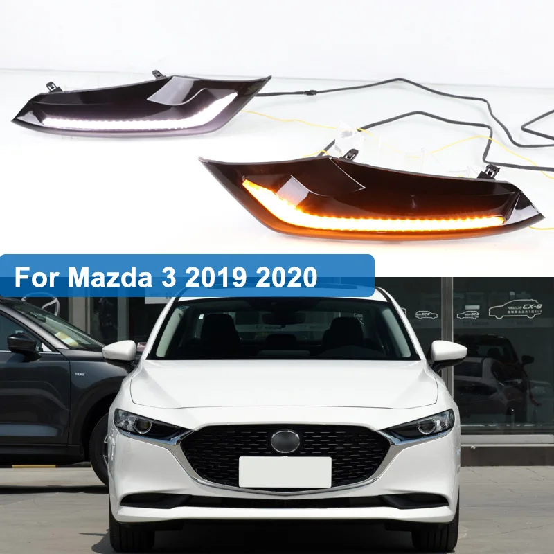 

2pcs DRL for Mazda 3 axela 2019 2020 12V LED car DRL Driving daytime running light fog lamp with dimming turn Signal style Relay