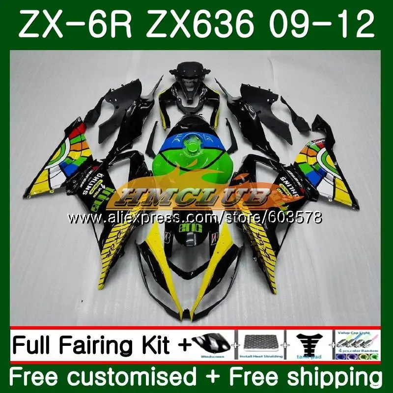 Средства ухода за кожей для KAWASAKI NINJA ZX636 ZX 6R ZX-6R 2009 2010 2011 2012 31CL. 115 желтый зеленый ZX 636 600CC ZX-636 ZX6R 09, 10, 11, 12, обтекатель