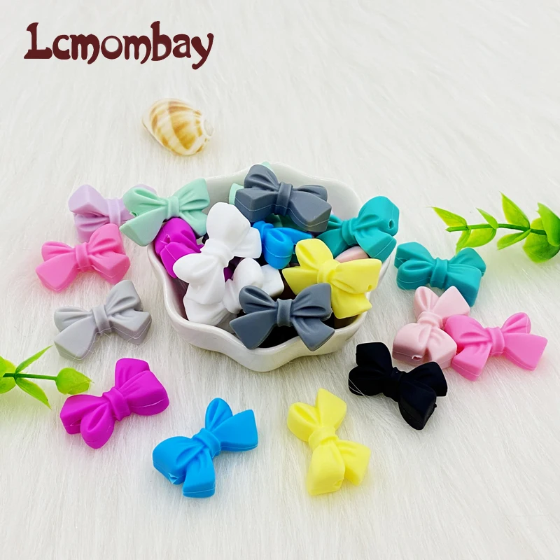 10pcs Bow Silicone Beads Food grade Teethers Bowknot Baby Teething Beads DIY Necklace Making Pacifier Baby Products