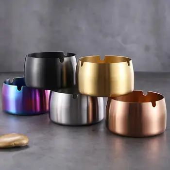

Home Ashtray Round Stainless Steel High Temperature Resistant Ashtrays Desktop Portable Simple Ash Holder Smoking Accessories