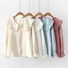 2020 Korean Spring Autumn Long Sleeve Ruffles Peter Pan Collar Women Blouse Shirts Tops Female School Uniform Girls White Shirt 1