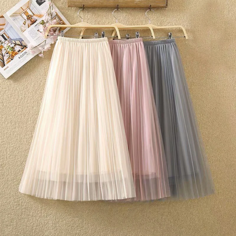 Lucyever Elastic High Waist Women Tulle Skirt Fashion Spring Summer Ladies Mesh Long Skirt Elegant A Line Girls Korean Faldas Lucyever Elastic High Waist Women Tulle Skirt Fashion Spring Summer Ladies Mesh Long Skirt Elegant A Line Girls Korean Faldas