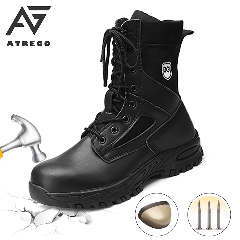 AtreGo Leather Winter Plush Warm Non-slip Men Safety Work Shoes with Steel Toe Male Ankle Boots Waterproof Military Ankle Boots AtreGo Leather Winter Plush Warm Non-slip Men Safety Work Shoes with Steel Toe Male Ankle Boots Waterproof Military Ankle Boots