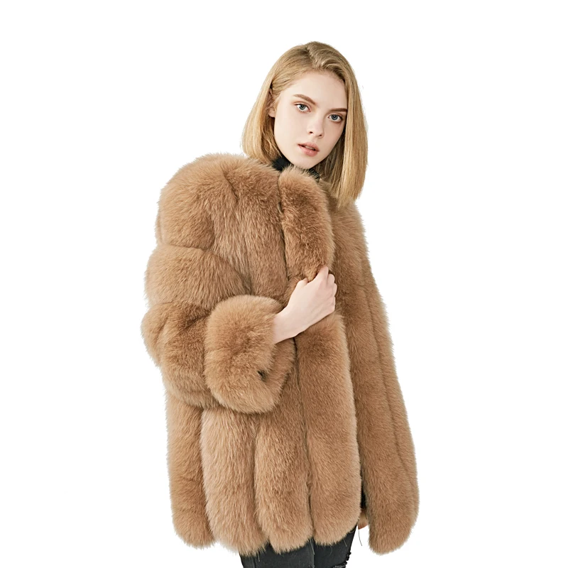 MAOMAOFUR пальто с натуральным лисьим мехом Женское зимнее модное пальто из натурального меха Женская длинная Роскошная Одежда Natrual куртка из лисьего меха