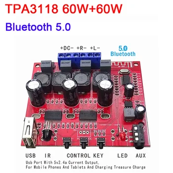 

Bluetooth 5.0 TPA3118 Digital power amplifier board 60W+60W Stereo Amp DC 12V 24V AUX CAR Support TWS box function