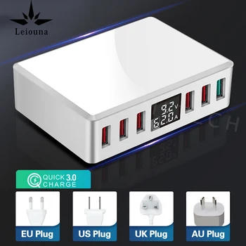 

6 Ports Quick Charge 3.0 USB Charger Adapter Digital Display USB Charger Fast Phone Charger For iPhone samsung S10 xiaomi huawei