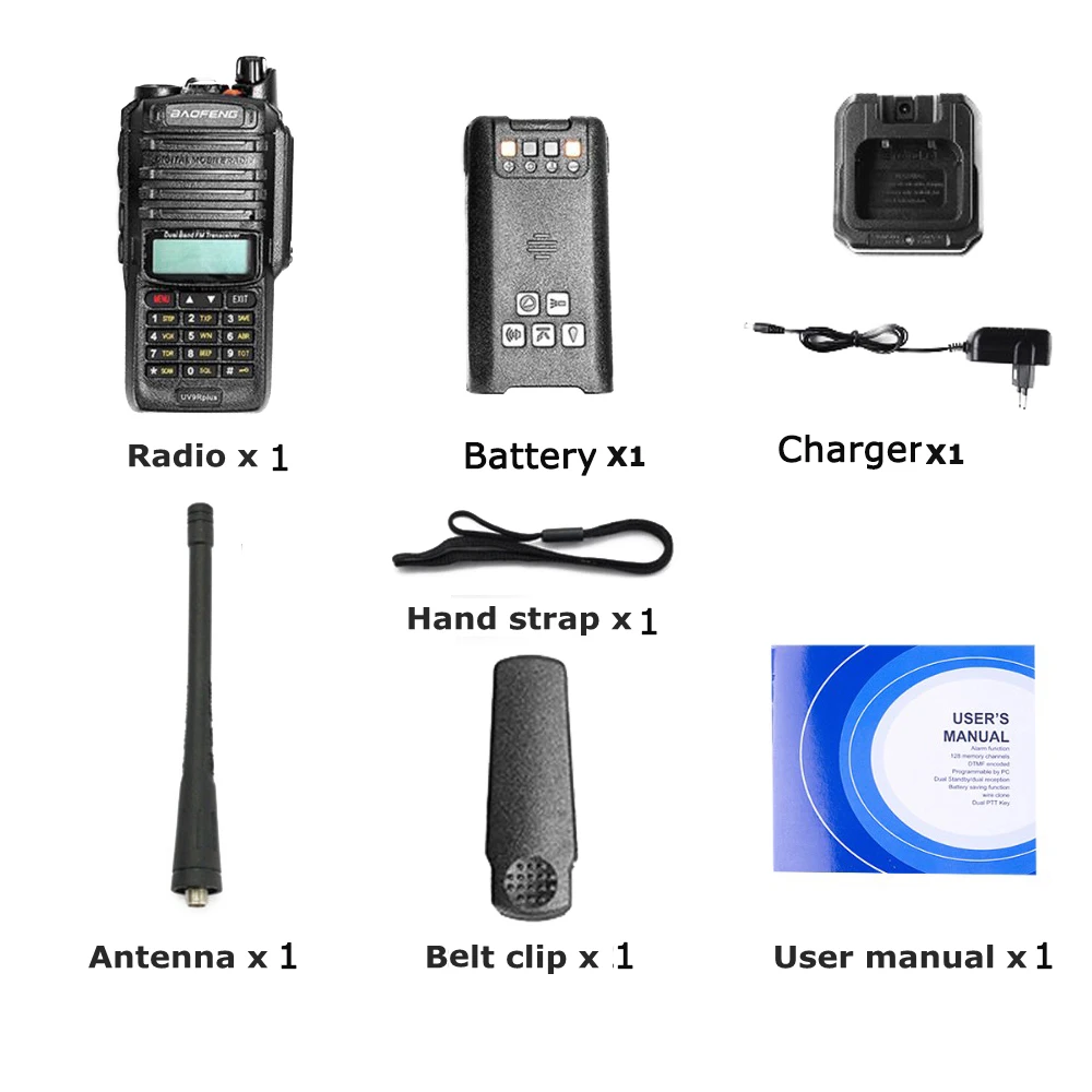 1 radio only Baofeng Высокая мощность Двухдиапазонная UV-9R плюс VHF136-174 UHF400-520MHZ радиостанция водонепроницаемый Baofeng рация трансивер - Цвет: 1 radio only