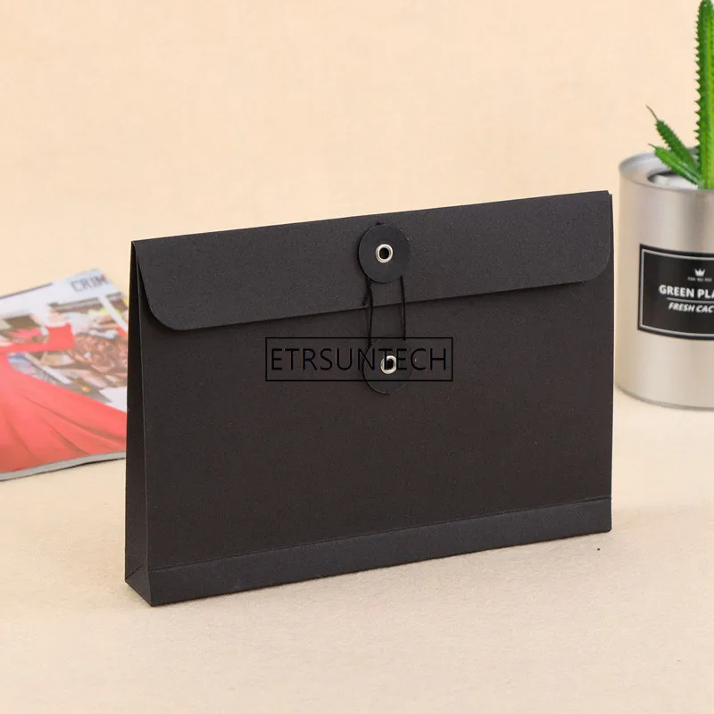 100 Stück weiß schwarz braun Kraftpapier Dokumentenhalter Datei Aufbewahrungstasche Taschenumschlag mit Aufbewahrung String Lock Bürobedarf – Detail 5