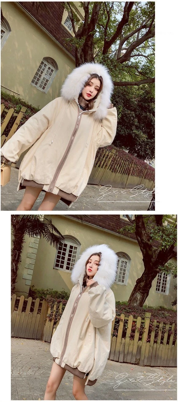 Autumn and Winter Tooling Jacket Women Korean Loose Padded Jacket New Mid-length Padded Coat Harajuku Style Padded Coat maxi puffer coat womens