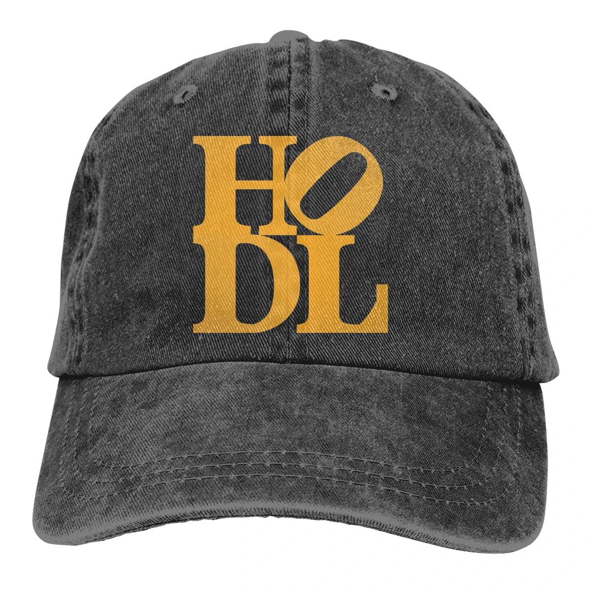 Hodl Love Casquette Black Unisex Mens Womens Denim Strapback Baseball Cap Adjustable Golf Dad hat