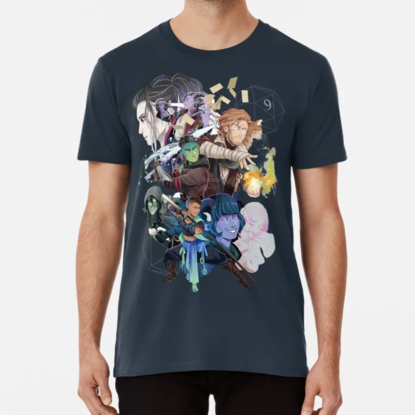 Тёмно-синий The Mighty Nein футболка caleb nott fjord jester yasha critical role dnd beau mollymauk - Цвет: Тёмно-синий