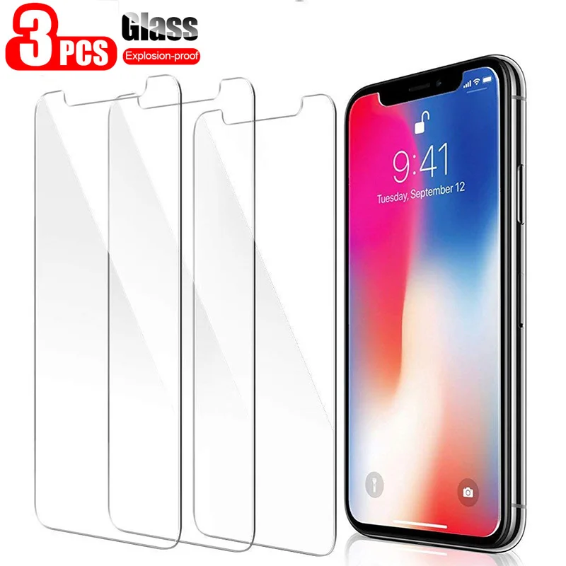 3PCS Tempered Glass for iPhone X XR XS 11 Pro Max Front Film SE 2020