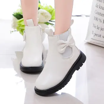 

New Winter Kids Boots Fashion Girls Martin Boots Children Bow Tie Shoes Girls Princess Dress Boots Big Kids Shoes D934