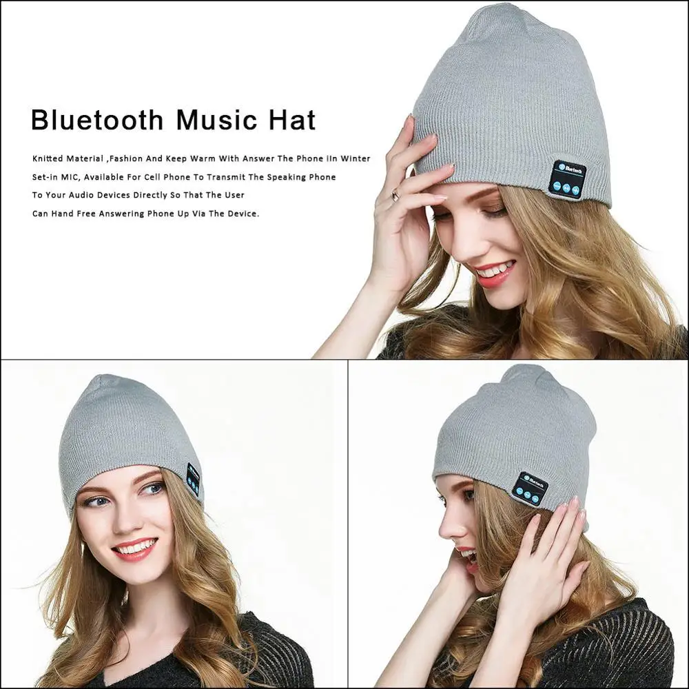 Wireless Bluetooth Music Hat Cap Bluetooth Earphone Headphone Headset Speaker with Mic Sport Knitted Hats warm Christmas Gift
