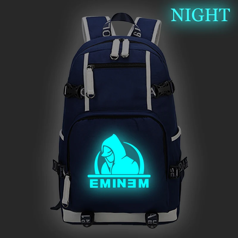 Rap God Eminem Fashion Luminous Backpack Boys Girls Schoolbags Printing Backpack Large Capacity Backpack Casual Travel Bag