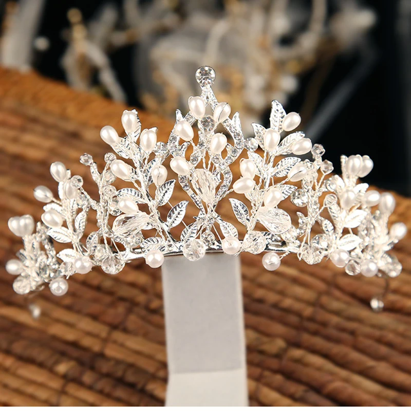 Gold Wedding Bridal crown Women Bridal Hair Jewelry Wedding Reception Tiara Rhinestone Crystal Crown Luxury Handmade Flower Silver Tiara