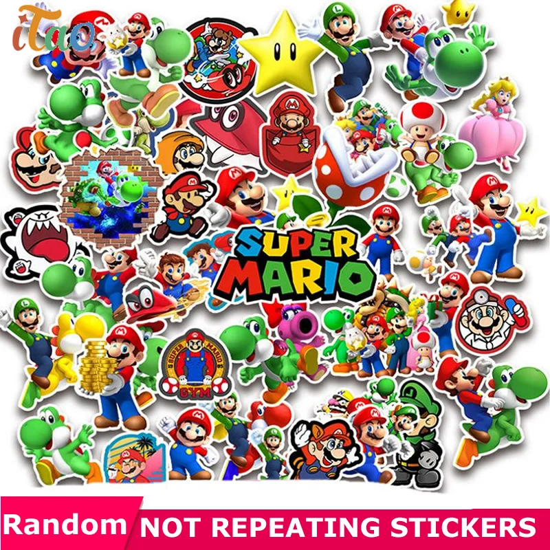

10/20/30/40/50PCS Cartoon Super Mario Stickers Waterproof PVC Laptop Motorcycle Snowboard Luggage Skateboard Sticker Kids Toys