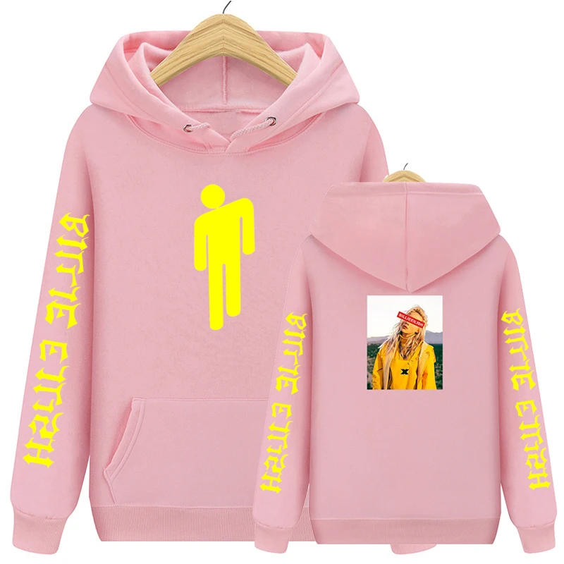 XUANCOOL Billie Eilish с принтом персонажей для женщин и мужчин хип-хоп одежда толстовка с капюшоном, толстовки плюс размер s-xxl - Цвет: Pink
