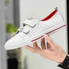 Man Lace Up Shoes Cow Leather Round Toe Flat Shoes Cut Outs Breathable Real Leather Footwear Soft Sole Breathable Shoes 1