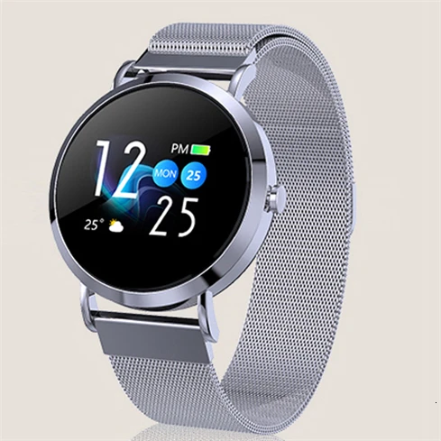 Silver Женские Смарт-часы CV08C браслет Reloj кровяное давление монитор сердечного ритма фитнес-трекер спортивный браслет для Android iOS Lady - Цвет: Silver