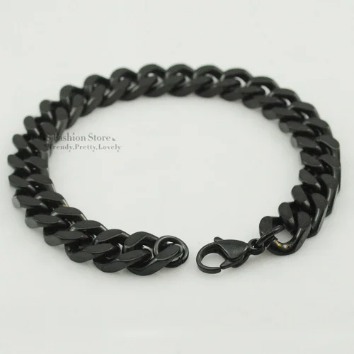 Dolaime панк ссылка ювелирные изделия Нержавеющая сталь Черный цвет цепи браслет с омаром для мужчин 21 см 8 мм GB013