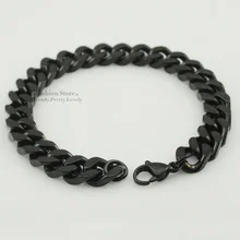 Dolaime панк ссылка ювелирные изделия Нержавеющая сталь Черный цвет цепи браслет с омаром для мужчин 21 см 8 мм GB013