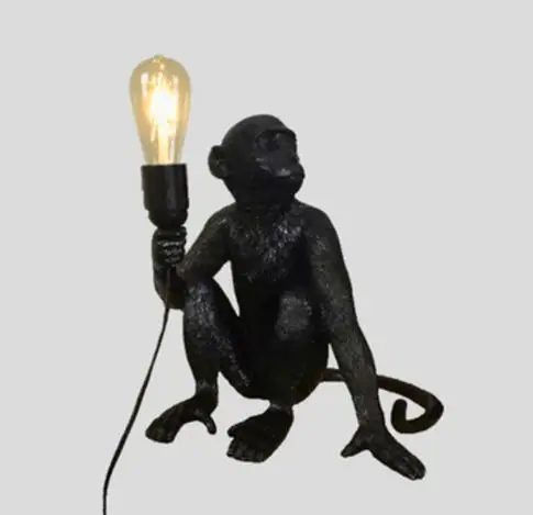 Sitting monkey B Лампа в форме обезьяны из смолы пеньковая веревка подвесная настенная лампа индивидуальность внутренняя лампа искусство Гостиная Кабинет лампа кафе с E27 светодиодный светильник лампа - Цвет корпуса: Sitting monkey B