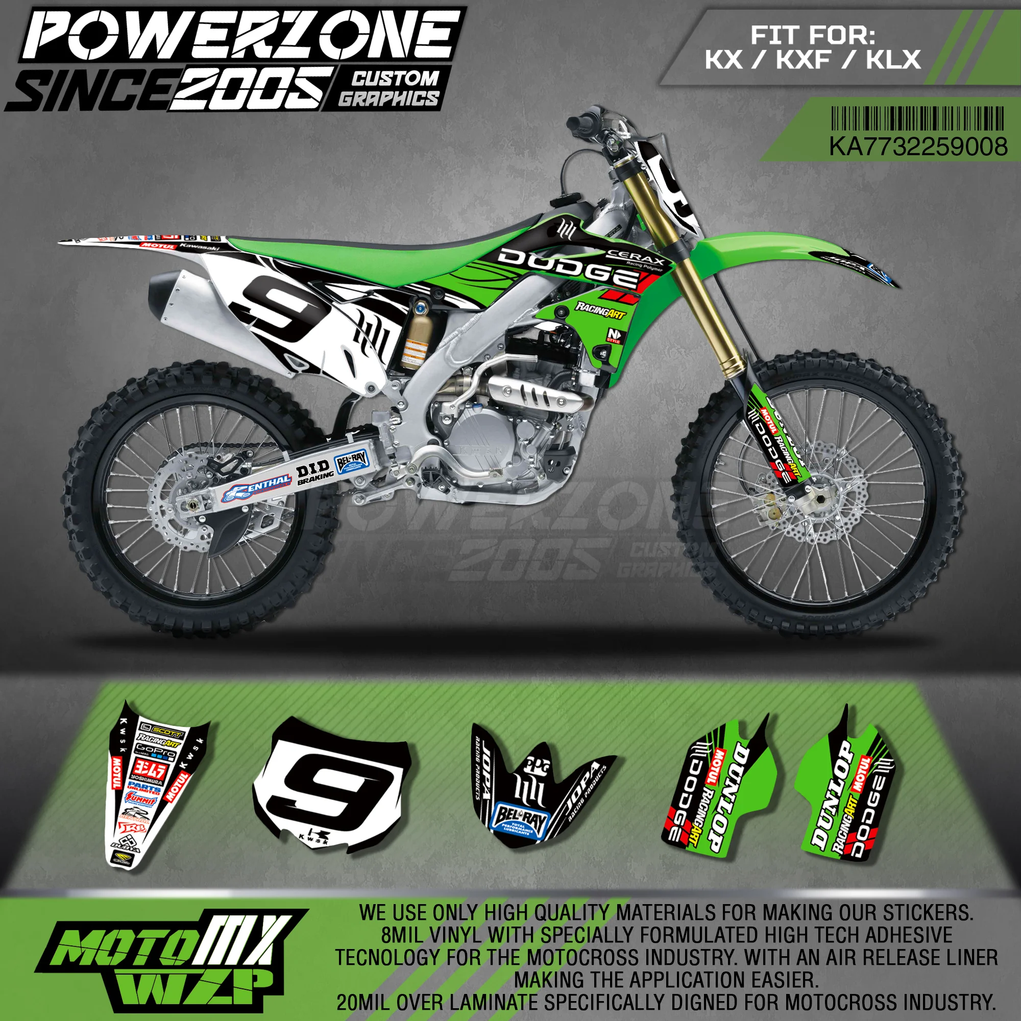 Персонализированные графические наклейки PowerZone Team 3M Набор наклеек для Kawasaki