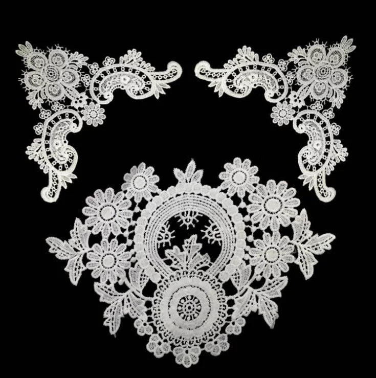 

20Sets White Black Floral Lace Applique Motif Trim Wedding Embroidery Sew Craft Neckline DIY Free Shipping