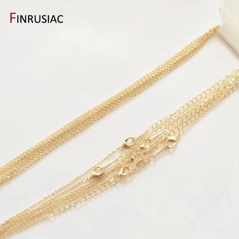 1.4mm Thickness 50cm Length Real Gold Plated Metal Thin Chain For