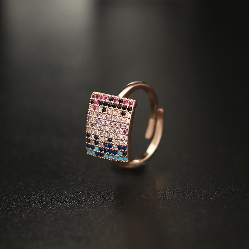 Gold Square Модные кольца с кубическим цирконием, Кристальное геометрическое кольцо для женщин, Золотое Ювелирное кольцо со стразами, Женские аксессуары, подарок - Цвет основного камня: Gold Square