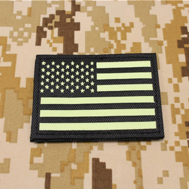 Glow In Dark Reverse USA Flag Patch Army Navy Air Force Seal Uniform DIY Patches for Clothing Applique Badges | Дом и сад
